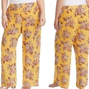 Torrid Wide Leg Floral Yellow Women's Pants L  GUC